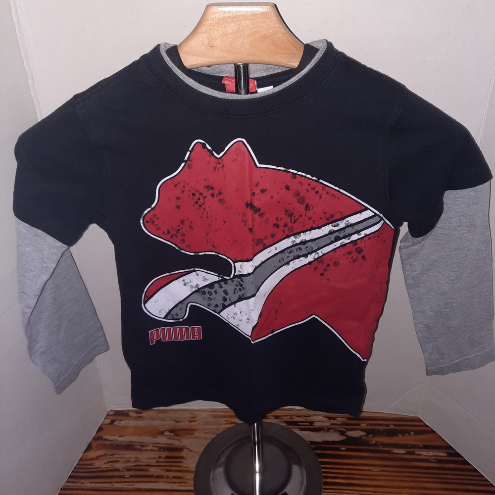 Puma Kids Black and Gray Long Sleeve Shirt